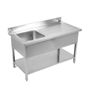 Potopni umivalnik 1 z naslonom in polico - L 1000 x P 700 mm - Dynasteel