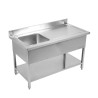 Potopni umivalnik 1 z naslonom in polico - L 1000 x P 700 mm - Dynasteel