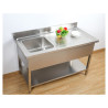 Potopni umivalnik 1 z naslonom in polico - L 1000 x P 700 mm - Dynasteel