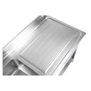 Potopni umivalnik 1 s hrbtnim naslonom in polico - L 1000 x P 700 mm - Dynasteel