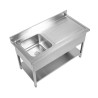 Potopni umivalnik 1 z naslonom in polico - L 1000 x P 700 mm - Dynasteel