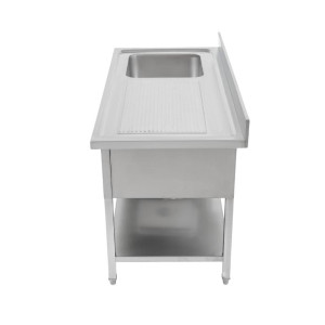 Potopni umivalnik 1 s hrbtnim naslonom in polico - L 1000 x P 700 mm - Dynasteel