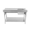 Potopni umivalnik 1 z naslonom in polico - L 1000 x P 700 mm - Dynasteel