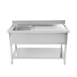 Potopni umivalnik 1 z naslonom in polico - L 1000 x P 700 mm - Dynasteel