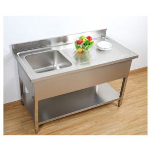 Potopna 1 korito z naslonom in spodnjo polico - L 1000 x P 600 mm - Dynasteel