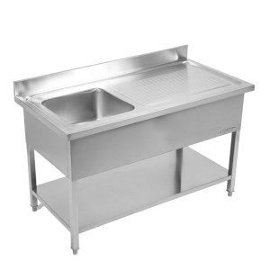 Potopna 1 korito z naslonom in spodnjo polico - L 1000 x P 600 mm - Dynasteel