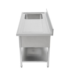 Potopna korita 1 s hrbtnim naslonom in spodnjo polico - L 1000 x P 600 mm - Dynasteel