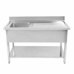 Potopna korita 1 s hrbtnim naslonom in spodnjo polico - L 1000 x P 600 mm - Dynasteel