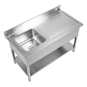 Potopni umivalnik 1 s hrbtnim naslonom in polico - L 1200 x P 600 mm - Dynasteel