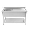 Potopni umivalnik 1 s hrbtnim naslonom in polico - L 1200 x P 600 mm - Dynasteel