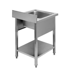 Potopite 1 korito z naslonom in polico - L 600 x P 600 mm - Dynasteel