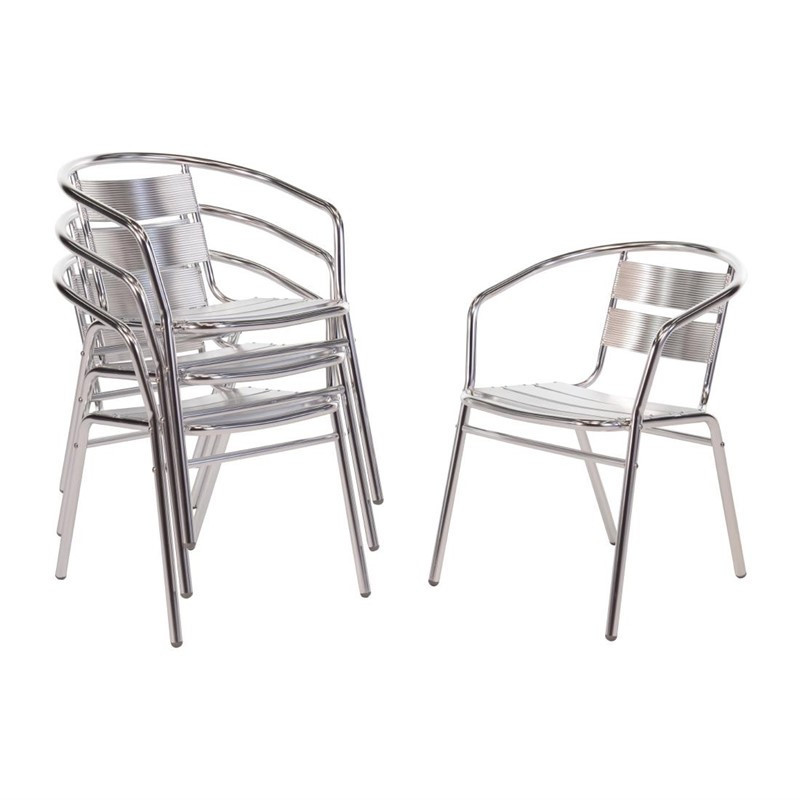Zložljivi aluminijasti stoli - komplet 4 - obnovljeno Zložljivi aluminijasti stoli - komplet 4 - obnovljeno