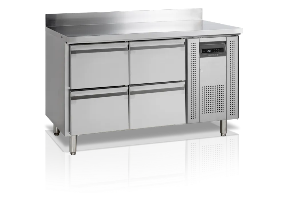 Pozitivna hladilna miza z inox hrbtnim delom - 4 predali GN 1/1
