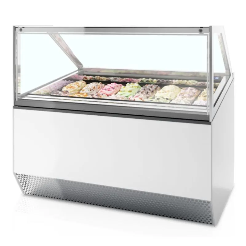 Vitrina za sladoled z ventilacijo s pravokotno sprednjo stranjo - 16 x 5 L