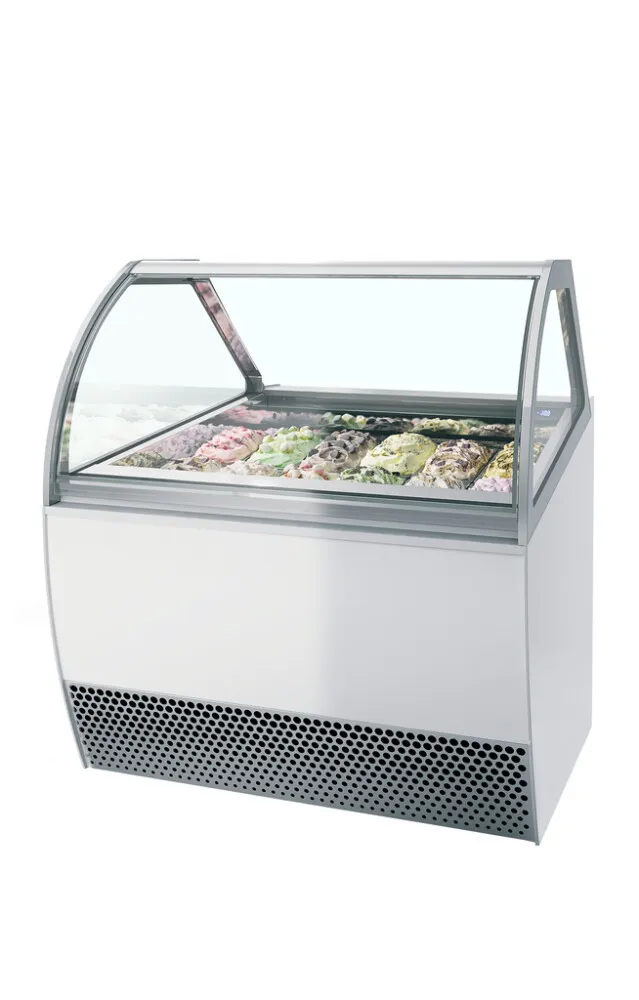 Vitrine za sladoled z ventilacijo z ukrivljeno sprednjo stranjo - 12 x 5 L