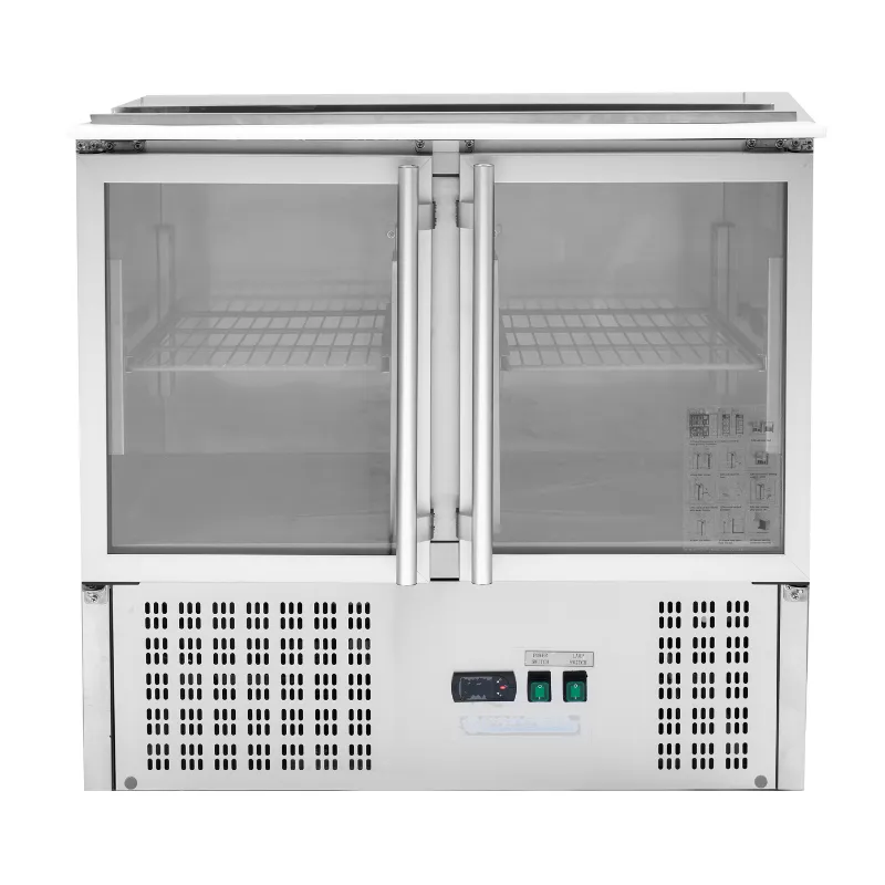 Saladette Compact - 2 Steklena Vrata z Odpiralno Streho - 2 GN 1/1 in 3 GN 1/6