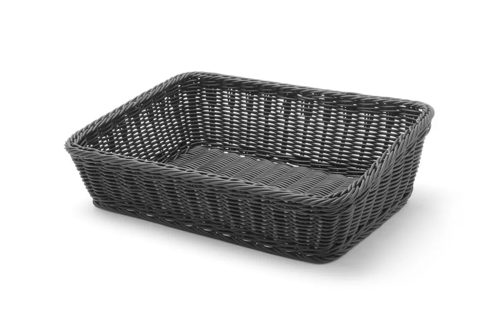 Črna pravokotna košara za kruh - 400 x 300 mm