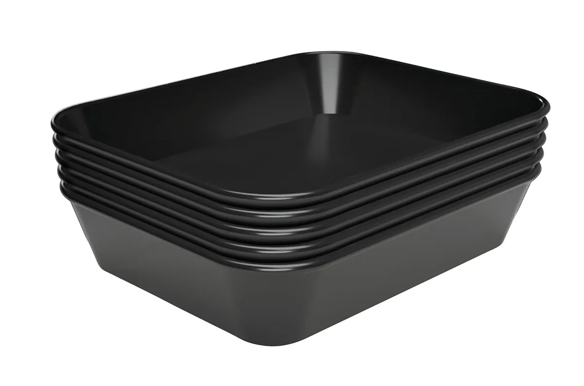 Črni melaminski pladenj - D 150 x Š 190 x V 40 mm - Komplet 5