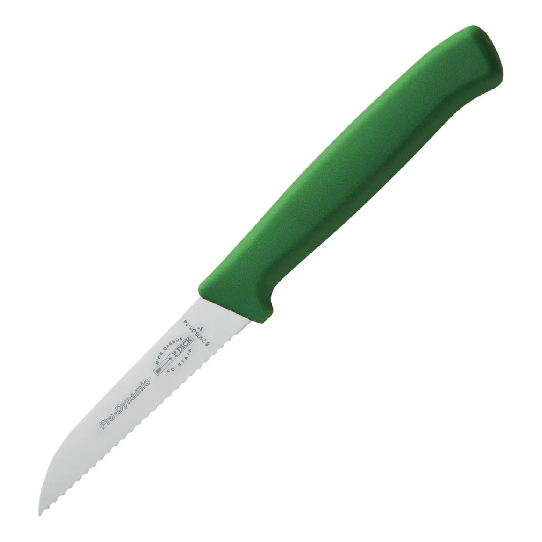 Nož za uporabo z nazobčanim rezilom Prodynamic HACCP zelen - 75mm