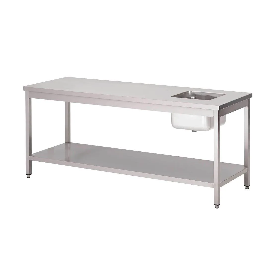Miza šefa iz nerjavečega jekla z nizko polico - Š 1800 x G 700 mm