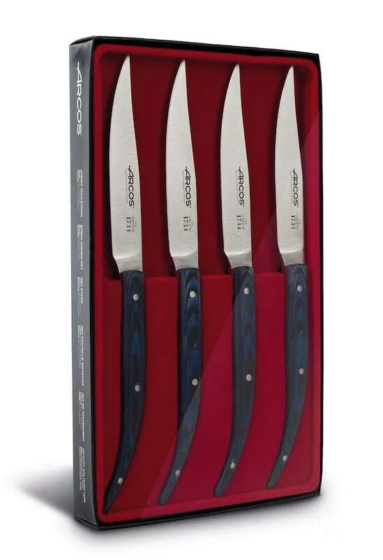 Komplet nožev za steak 11 cm - modri micarta