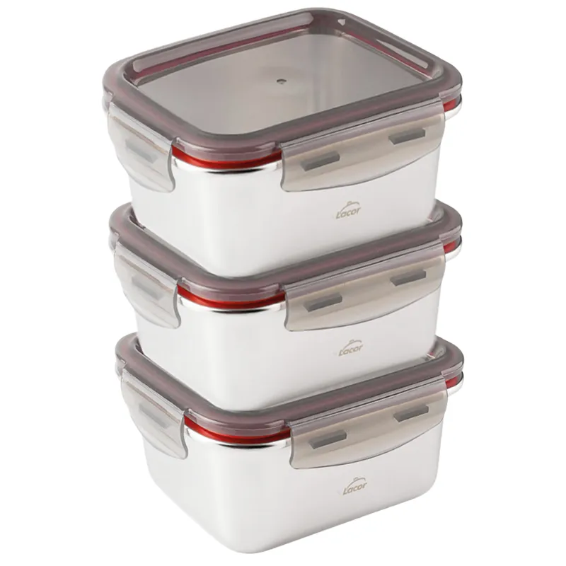 Boîte Inox avec Couvercle PP Ecoinox 260 ml - Lot de 3
