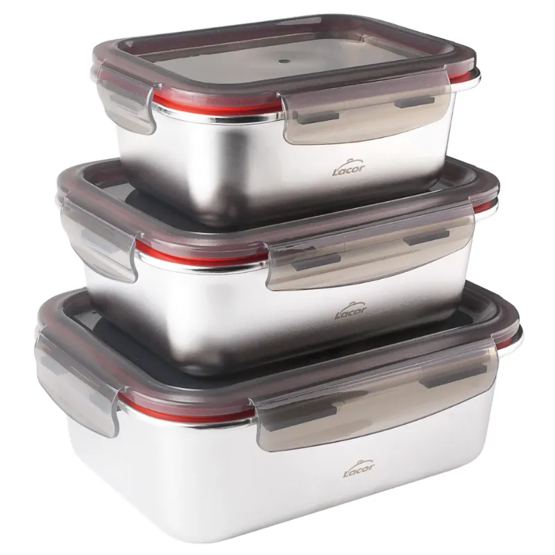 Inox škatla s pokrovom PP Ecoinox 800 ml - Komplet 3