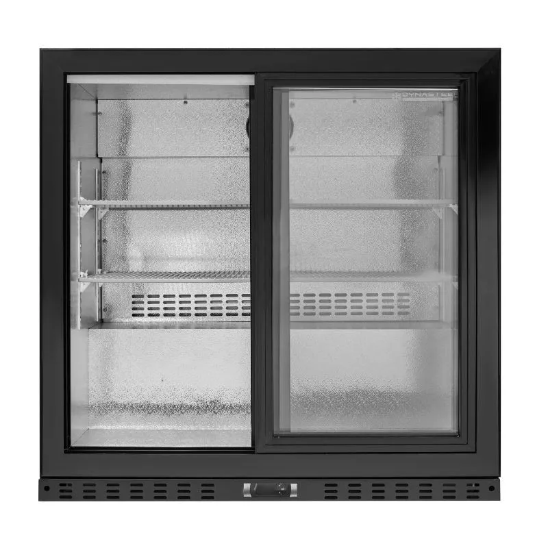 Zadnji bar Hladilnik 208 L 175 W - 2 Drsna Steklena Vrata - 0/+8°C - Črna Skinplate - Vitrina na