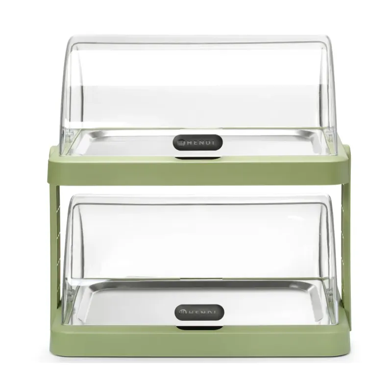 Vitrina za Buffet z Drsnim Pokrovom UNIQ - 2 Pladnja - Zelena