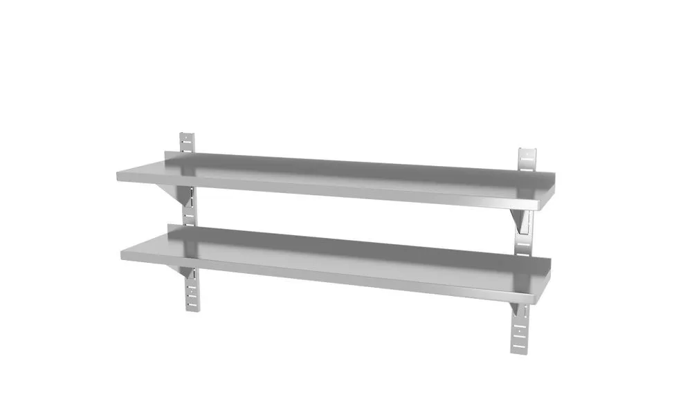 Nastavljiva stenska polica z 2 nivojema in 2 nosilcema - L 1400 x 300 mm