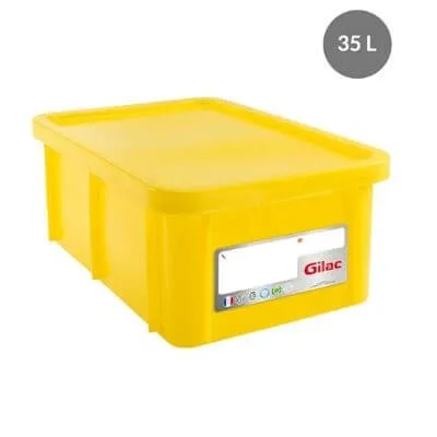 Pravokotni zaboj 35 L + rumen pokrov HACCP