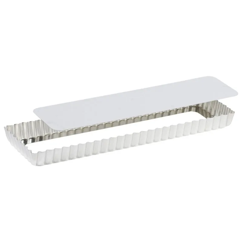 Rebrasti pravokotni pekač za pite z dnom na premični osnovi iz železa - 350 x 110 mm