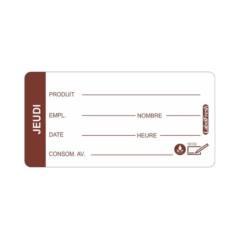 Etiquette de Traçabilité LabelFresh Soluble Pro - Četrtek - 60 x 30 mm - Lot de 250