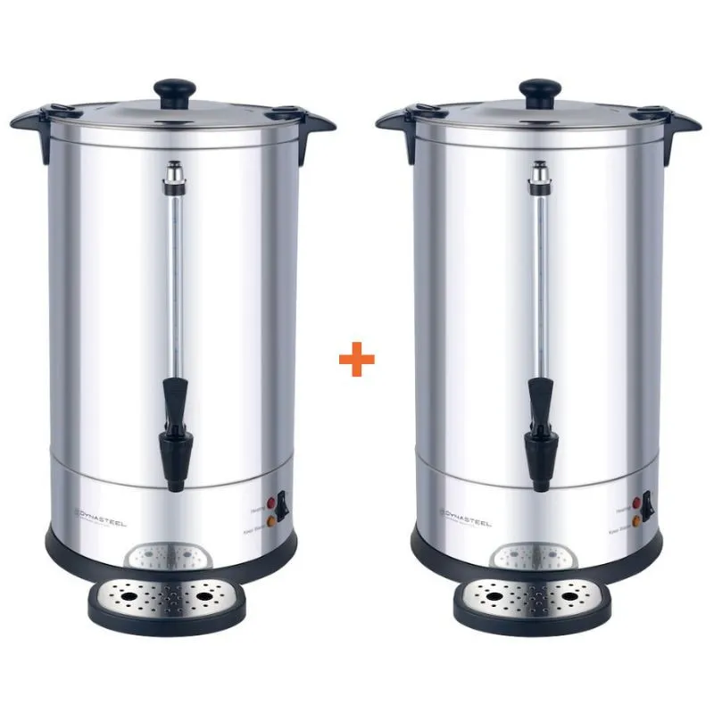 Paket 2 kavnih perkolatorjev 7 L 950 W 48 skodelic, nerjaveče jeklo, trajni filter, servisna pipa