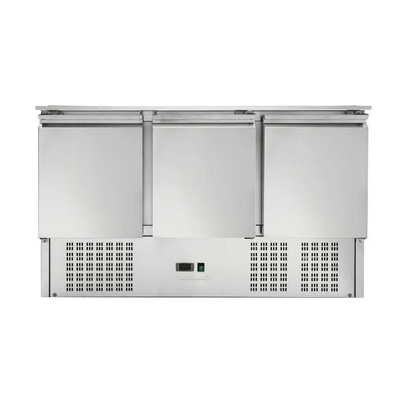 Saladette Compact 3 Vrata - S Pokrovom na Drsnikih - 4 Posode GN 1/1