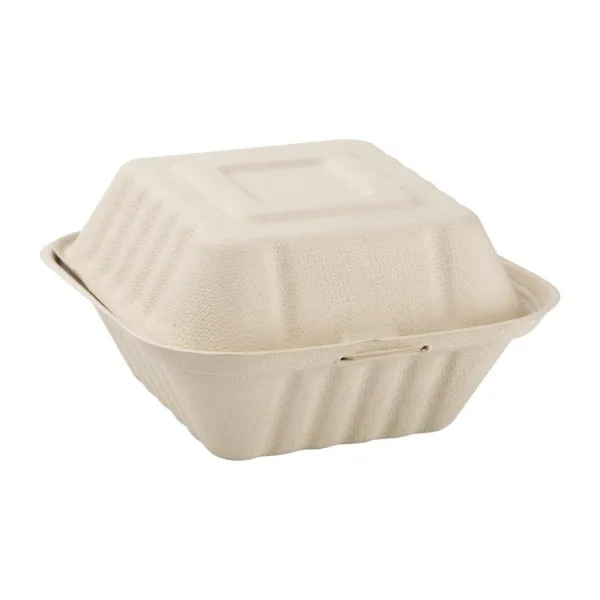 Škatle za hamburgerje, kompostabilne, naravne bagasse, 152 mm - paket 500