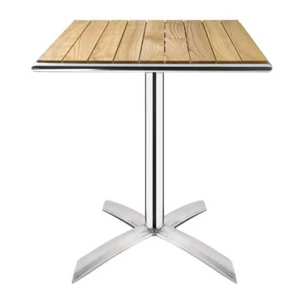 Kvadratna bistro miza s preklopno ploščo iz jesena - 600 mm - obnovljena