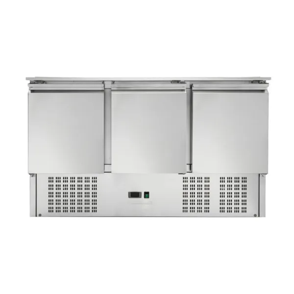 Saladette Compact 3 Vrata - S Pokrovom na Drsnikih - 4 Posode GN 1/1 - Prenovljeno