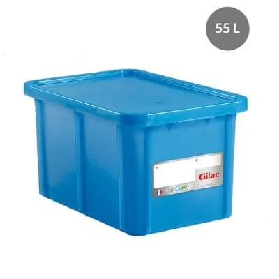 Pravokotni zaboj HACCP s pokrovom - 55 L - Modra