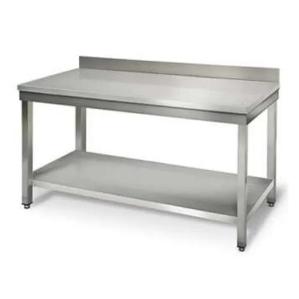 Inox miza s polico in hrbtnim delom - P 600 mm - L 1800 mm