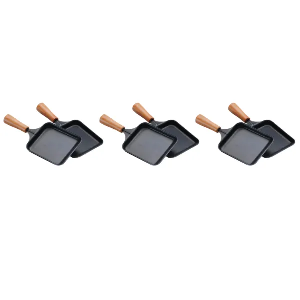 Komplet 6 pravokotnih loncev iz lesa za raclette.